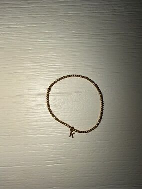 eNewton Gold Beaded Bracelet with 'K' Initial Charm